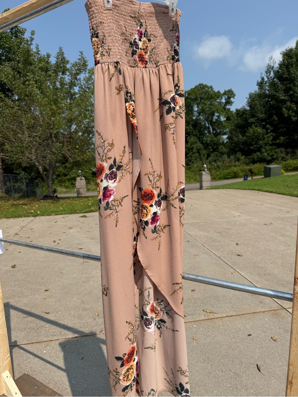 Floral Smocked Strapless Maxi Dress - Blush Floral